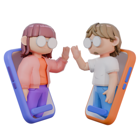 Couple Talking On Video Call  3D Icon