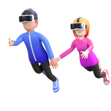 Couple talking VR experience  3D Illustration