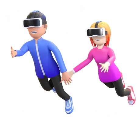 Couple talking VR experience  3D Illustration