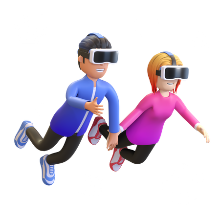 Couple talking VR experience 3D Illustration