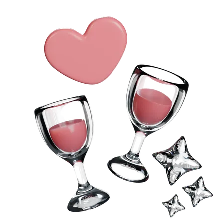 A Couple Wine Glasses High Resolution 3000 X 3000 Blend File PNG Transparent 3D Icon