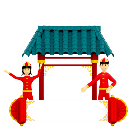 Couple with new year book  3D Icon