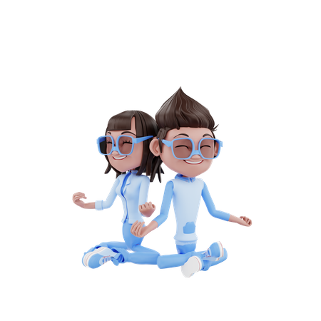 Couple With Yoga Pose 3D Illustration
