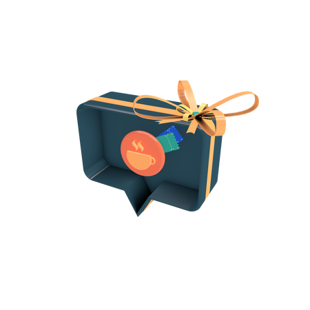 Coupon gift box with coffee  3D Icon
