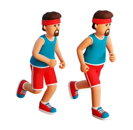 Athlete Coureur De Dessin Anime 3 D Homme Qui Fait Du Jogging 3D Illustration