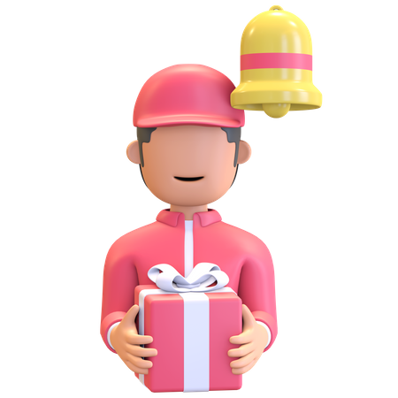 Courier boy holding gift box  3D Icon