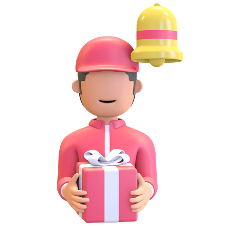Courier boy holding gift box  3D Illustration