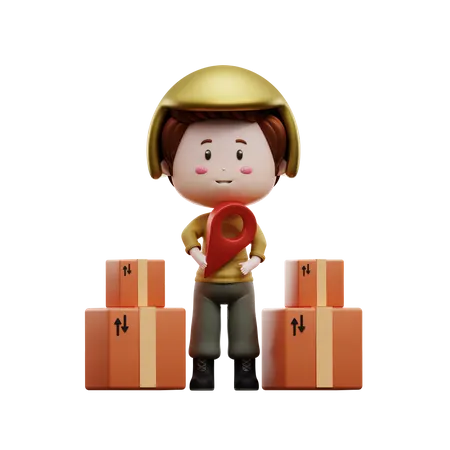 Courier boy looking for a location  3D Illustration