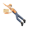 free 3d delivery person flying 