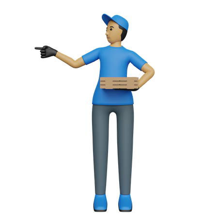 Courier guy pointing left  3D Illustration