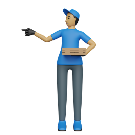 Courier guy pointing left  3D Illustration