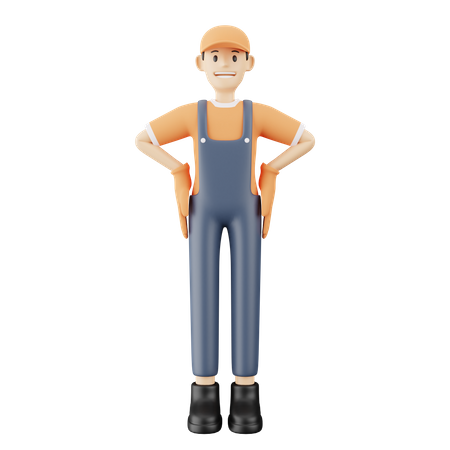 Courier guy standing while hands in pocket  3D Illustration