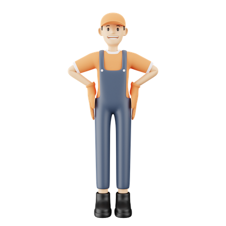 Courier guy standing while hands in pocket 3D Illustration