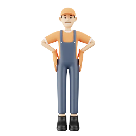 Courier guy standing while hands in pocket  3D Illustration