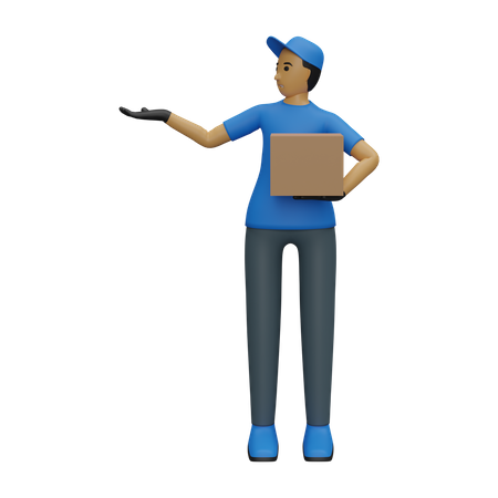 Courier guy with one wide hand  3D Illustration