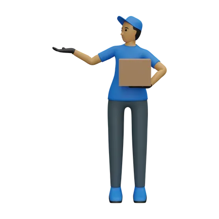 Courier guy with one wide hand  3D Illustration