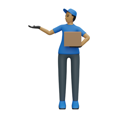 Courier guy with one wide hand 3D Illustration