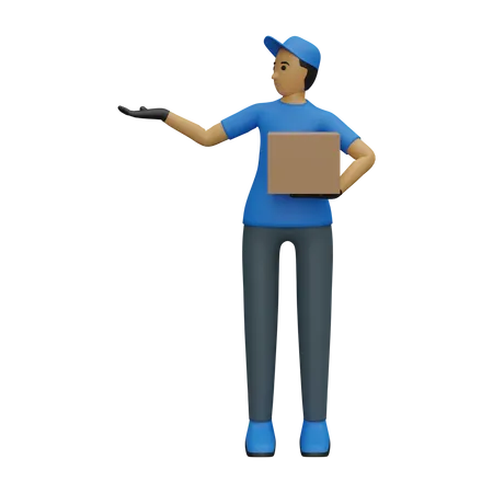 Courier guy with one wide hand 3D Illustration