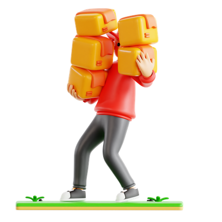Courier Man Pickup Box  3D Icon