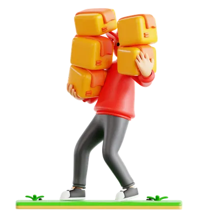 Courier Man Pickup Box  3D Icon