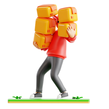 Courier Man Pickup Box  3D Icon