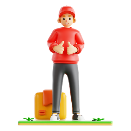 Courier Man Send Box  3D Icon