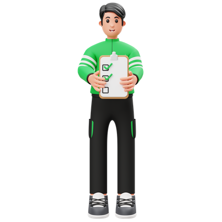 Courier man showing Order list  3D Icon