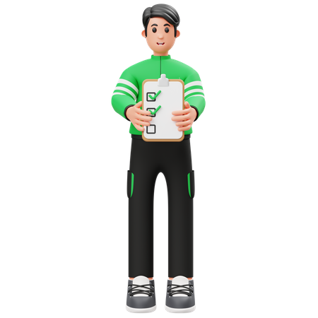 Courier man showing Order list  3D Illustration