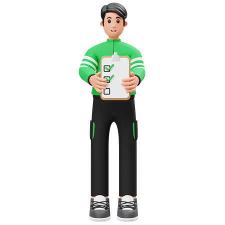 Courier man showing Order list  3D Illustration