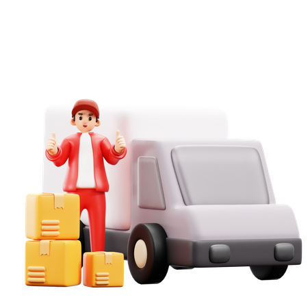 Courier man showing thumbs up  3D Icon