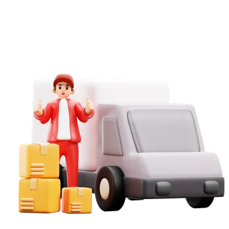 Courier man showing thumbs up  3D Illustration