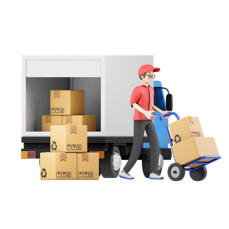 Courier Managing Package  3D Icon