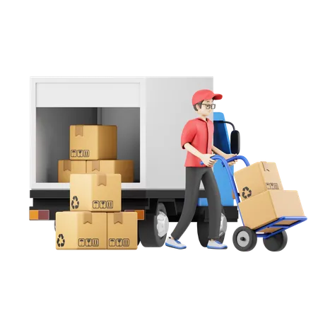 Courier Managing Package  3D Icon