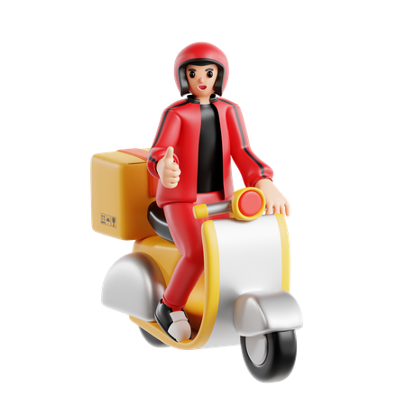 Courier On Scooter  3D Icon