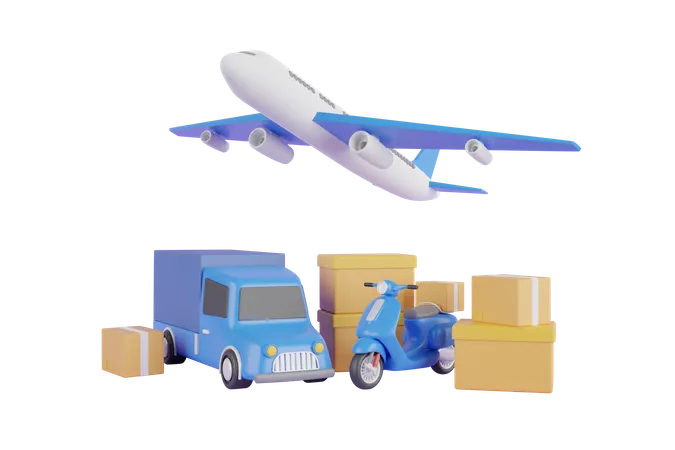 Courier service delivery  3D Illustration