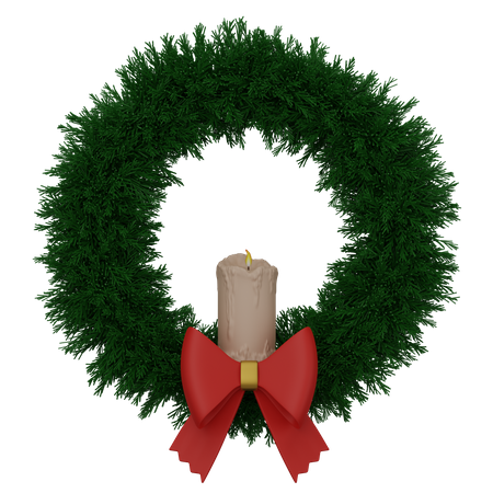 Couronne de Noël avec bougie et arc  3D Icon