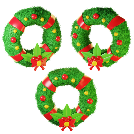 Couronne de Noël avec des fleurs  3D Icon