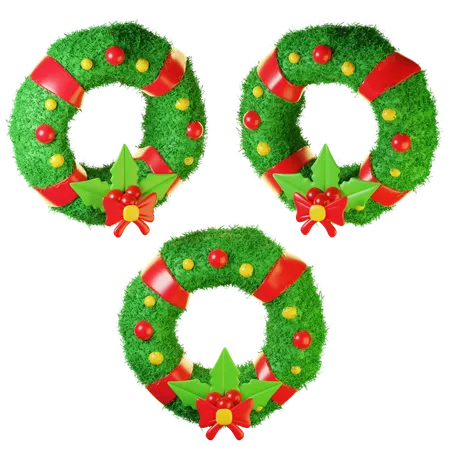 Couronne de Noël avec des fleurs  3D Icon