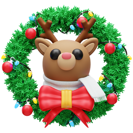 Couronne de Noël et cerf  3D Icon