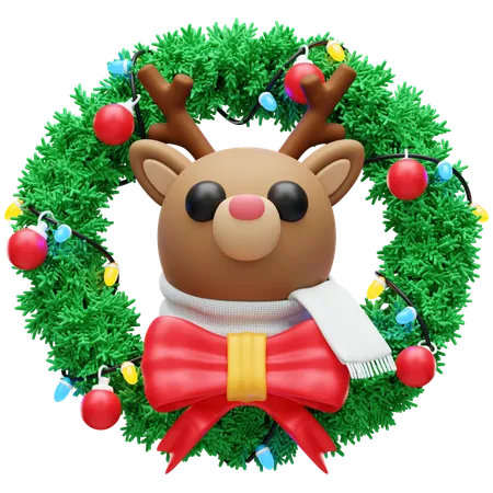 Couronne de Noël et cerf  3D Icon