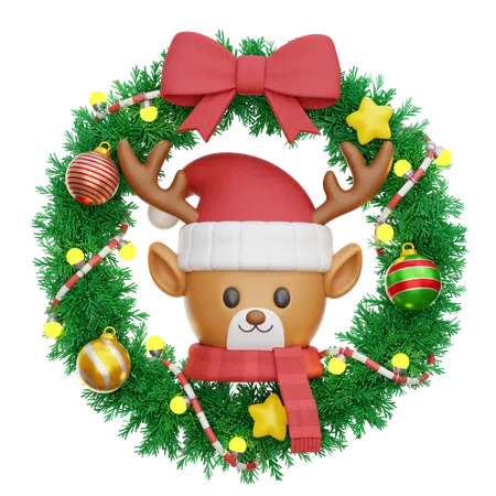 Couronne de Noël et cerf  3D Icon