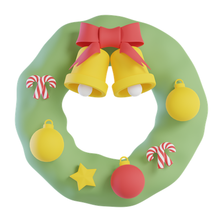 Couronne et cloche de Noël  3D Icon