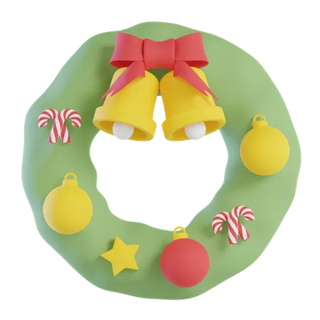 Couronne et cloche de Noël  3D Icon