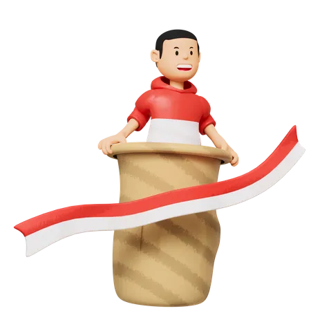 Illustration De La Fete De L Independance De L Indonesie 3D Icon