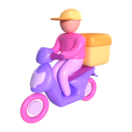 Courrier à moto  3D Icon