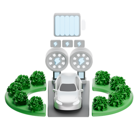 屋根付きEV充電エリア  3D Icon