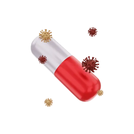 Covid medicine capsule  3D Illustration