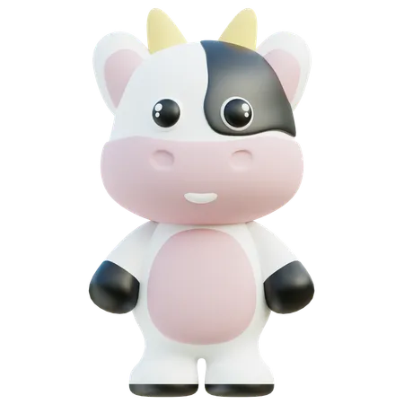 Friendly 3 D Cow Character With A Gentle Smile And Pink Muzzle 3D Icon