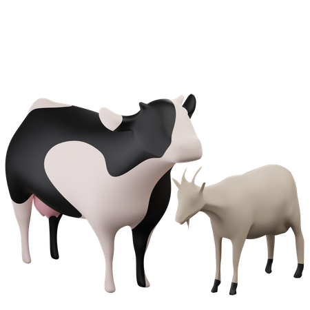 Cow And Goat  3D Icon