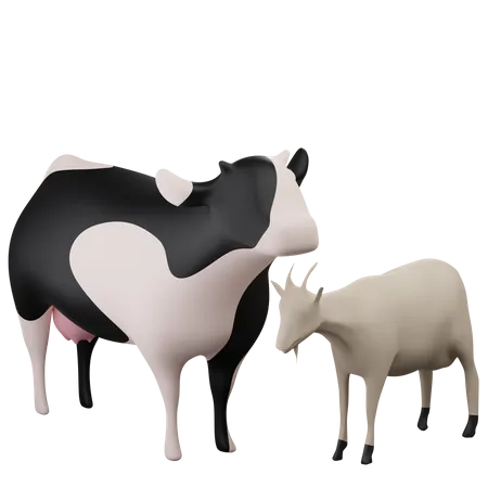 Cow And Goat  3D Icon